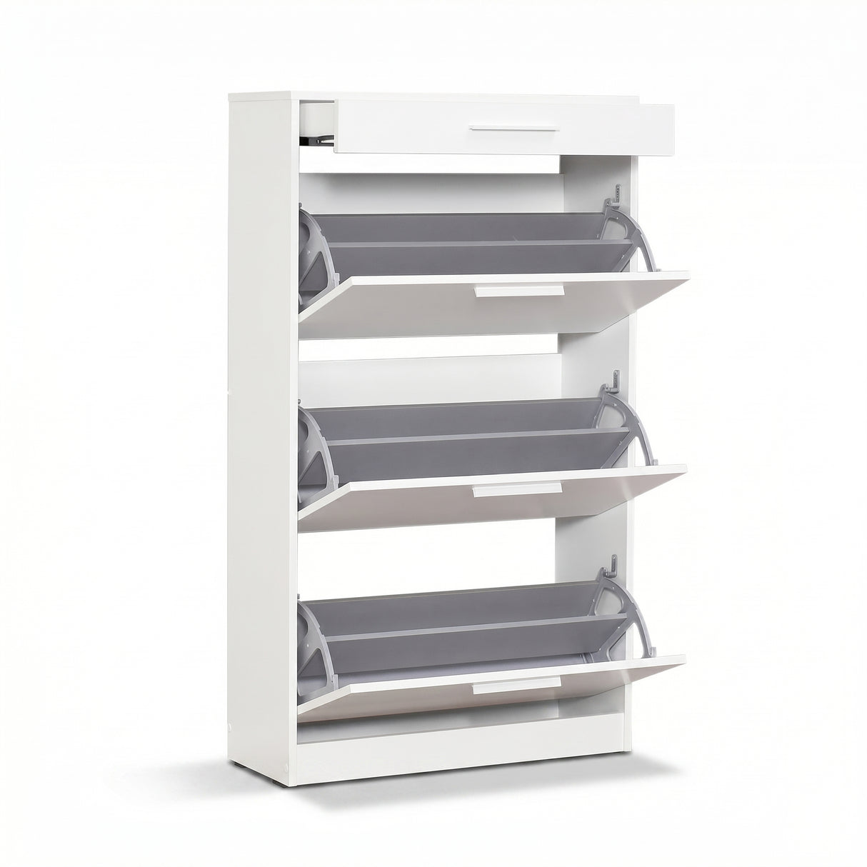 Pantofar Adore Extra, 3 compartimente, capacitate 18 perechi incaltaminte, Alb - Nuc, 75x128x29 cm - Alb