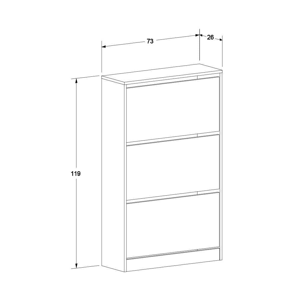Pantofar Adore Max Plus, 18 Perechi, 3 Compartimente, 73x119x26 cm - Maro