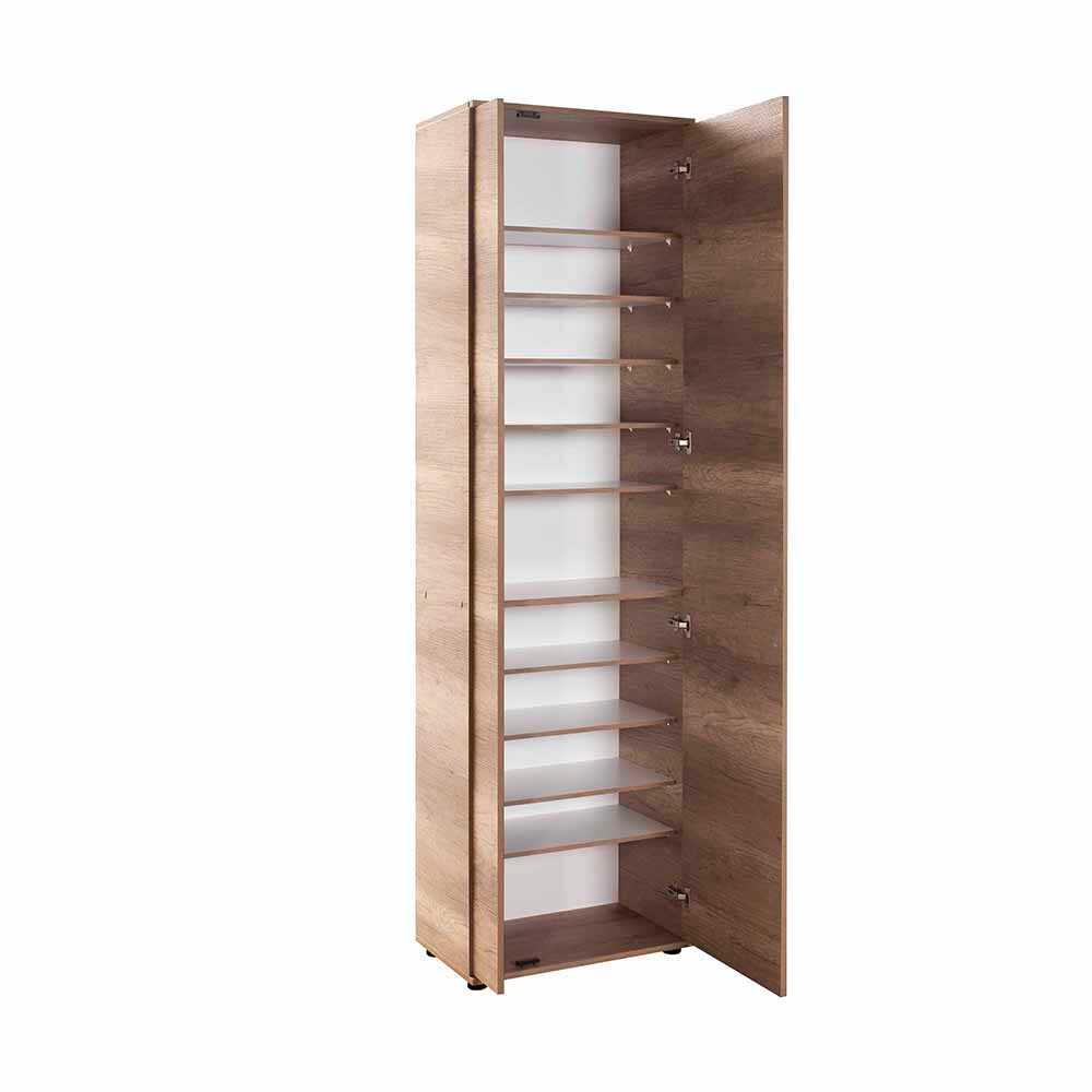 Pantofar Adore Porto Lung, 2 usi reversibile cu oglinda, 11 rafturi, capacitate 30-34 perechi, Natur, 60 x 212 x 35 cm