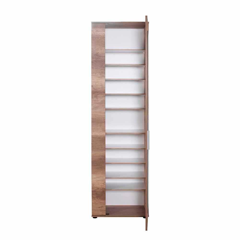 Pantofar Adore Porto Lung, 2 usi reversibile cu oglinda, 11 rafturi, capacitate 30-34 perechi, Natur, 60 x 212 x 35 cm