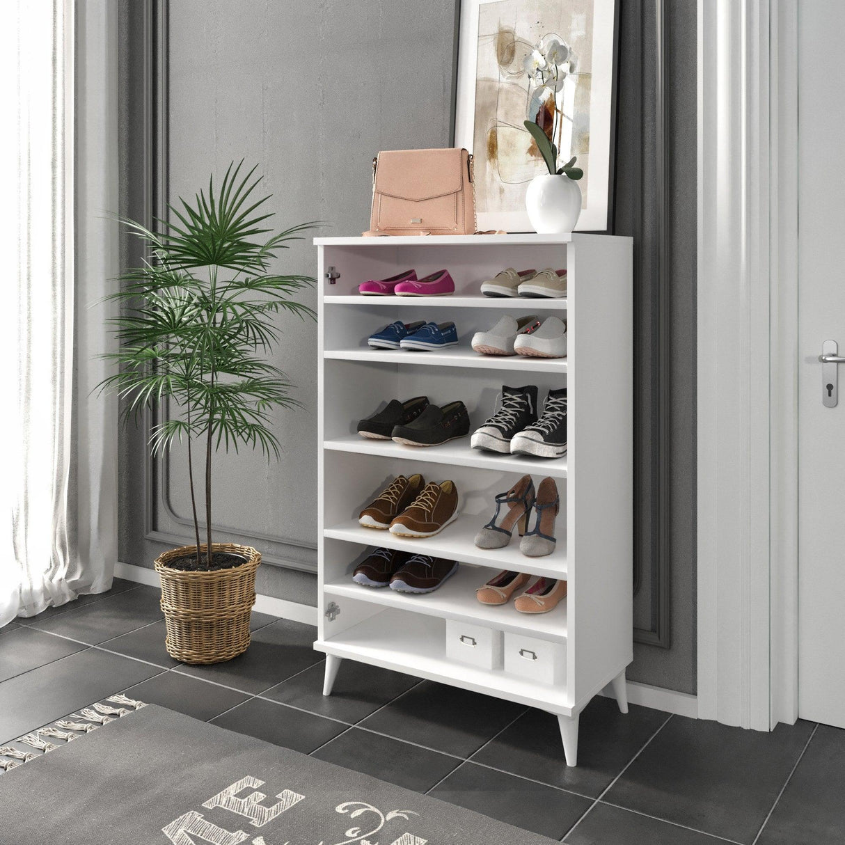 Pantofar Fuga, Alb, 37x118x70 cm