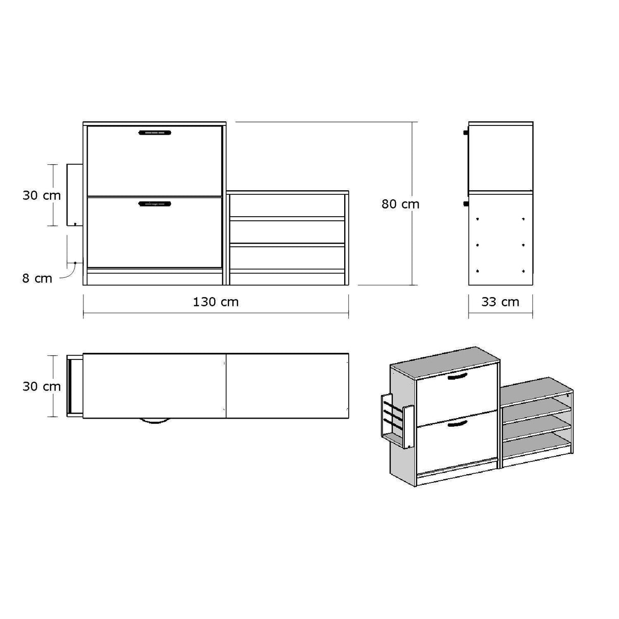 Pantofar Mamaia cu bancuta si suport umbrela , Alb, 130 x 80 x 31 cm