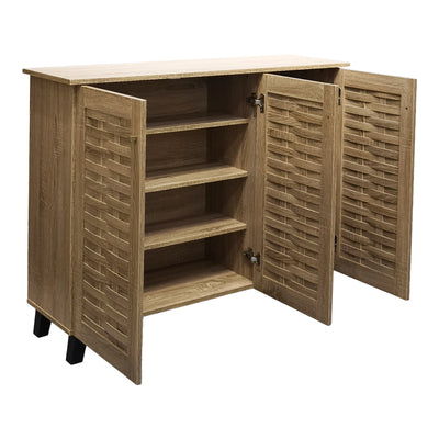 Pantofar Mantam, Sonoma, pentru 16 perechi, 115.5x34x87 cm, vedere frontală, MDF, lemn, PP, pentru locuință