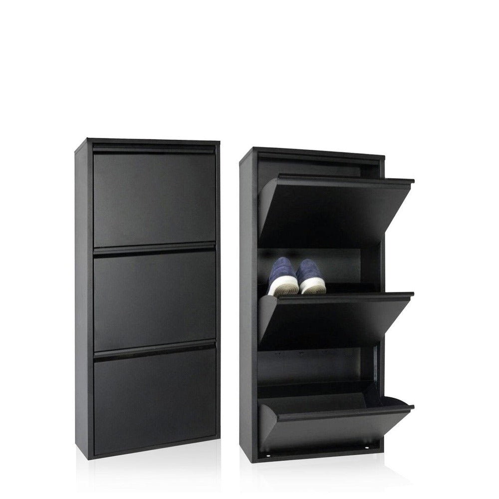 Pantofar Miko, 3 compartimente, 50x103x15 cm - Negru