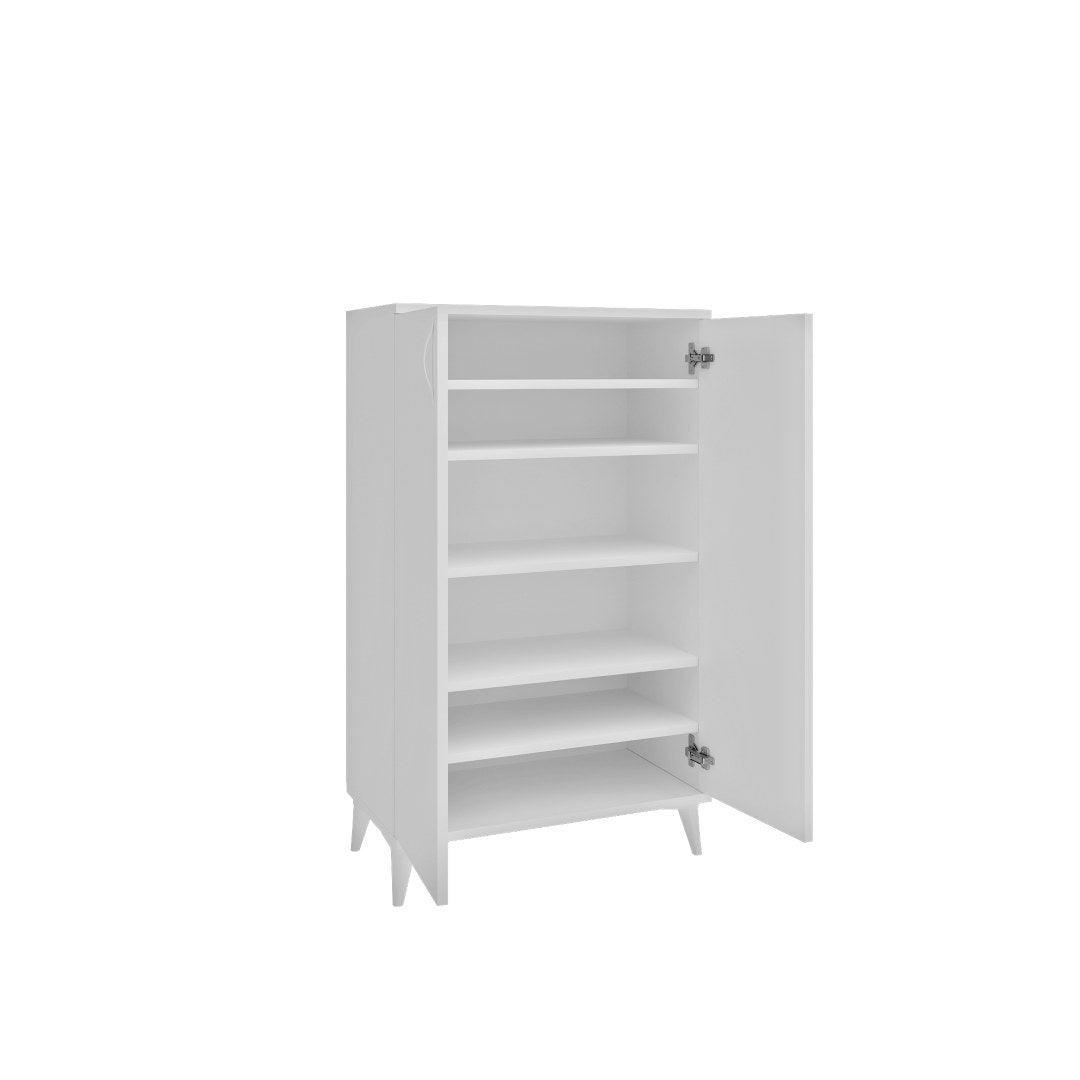 Pantofar Mona cu 5 rafturi, Alb, 37x118x70 cm