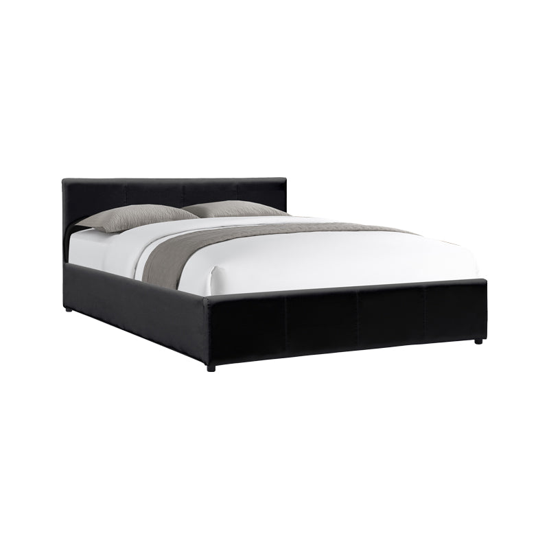 Pat cu spatiu de depozitare Dellia, Imitatie piele, Negru, 120x200 cm - Negru