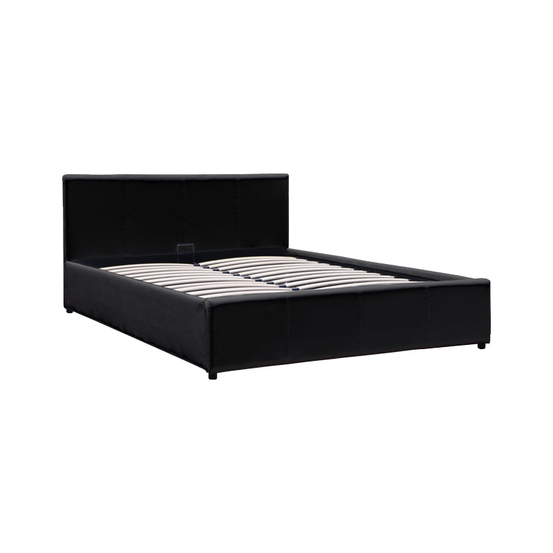 Pat cu spatiu de depozitare Dellia, Imitatie piele, Negru, 120x200 cm - Negru