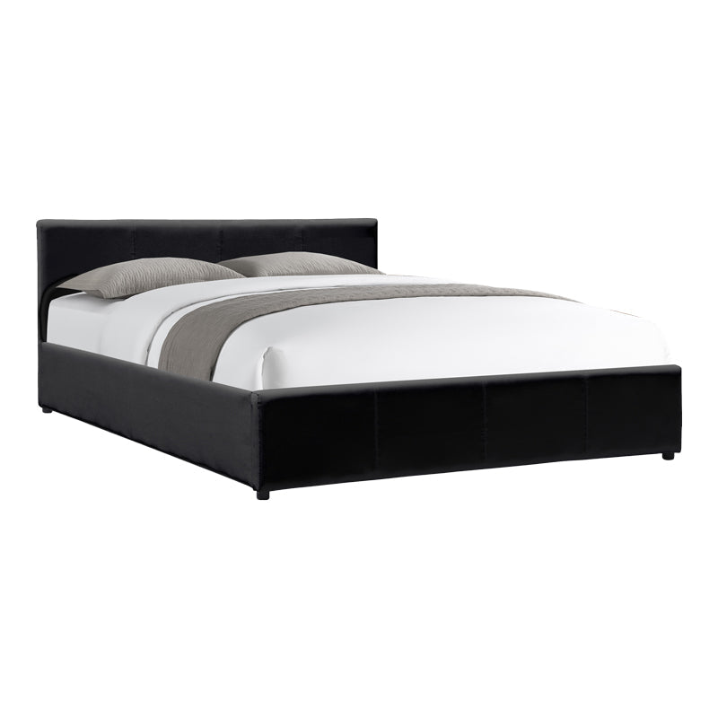 Pat cu spatiu de depozitare Dellia, Alb, 150x200 cm - Negru