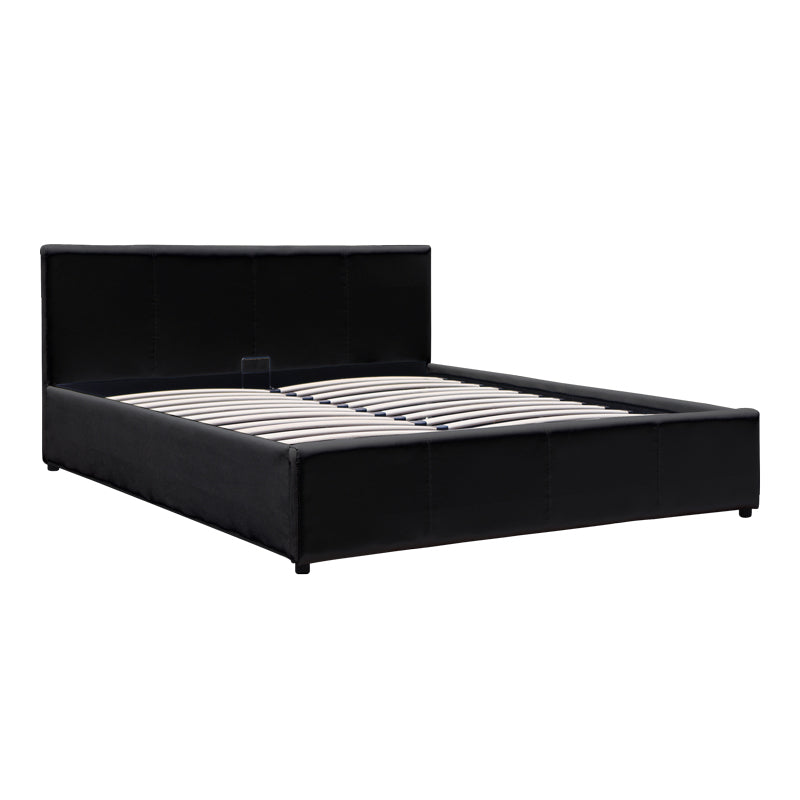 Pat cu spatiu de depozitare Dellia, Alb, 150x200 cm - Negru
