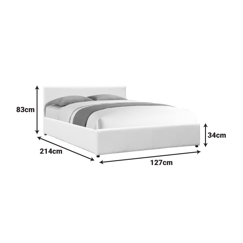 Pat cu spatiu de depozitare Dellia, Alb, 150x200 cm - Negru