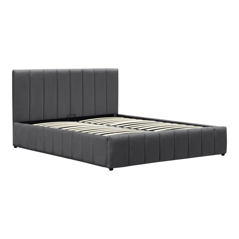 Pat cu spatiu de depozitare Snuggle, Catifea, Antracit - Gri, 160x200 cm - Antracit