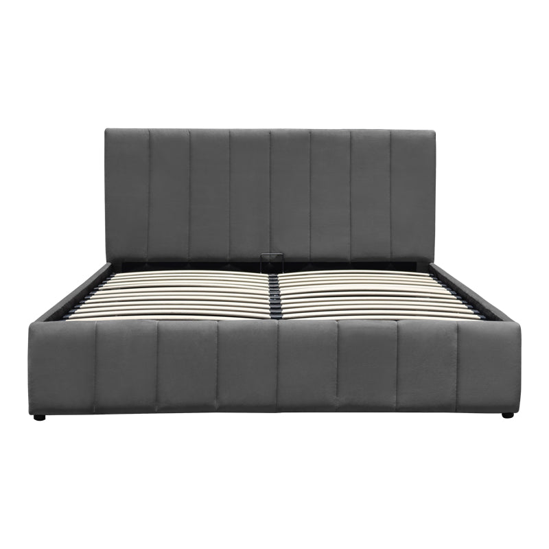 Pat cu spatiu de depozitare Snuggle, Catifea, Antracit - Gri, 160x200 cm - Antracit