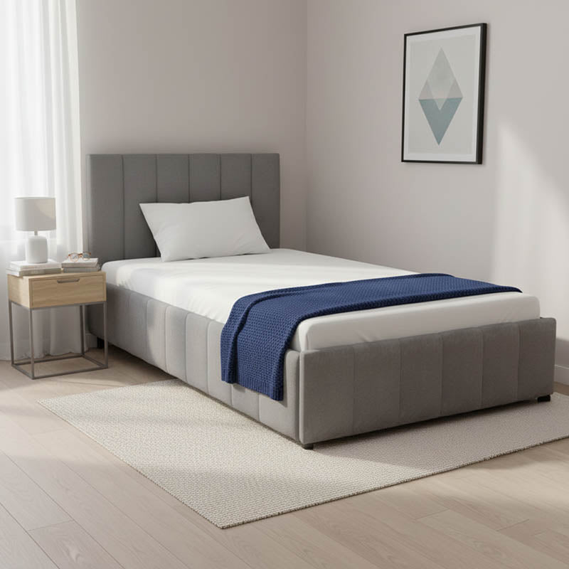Pat cu spatiu de depozitare Snuggle, Catifea, Antracit, 120x200 cm - Gri