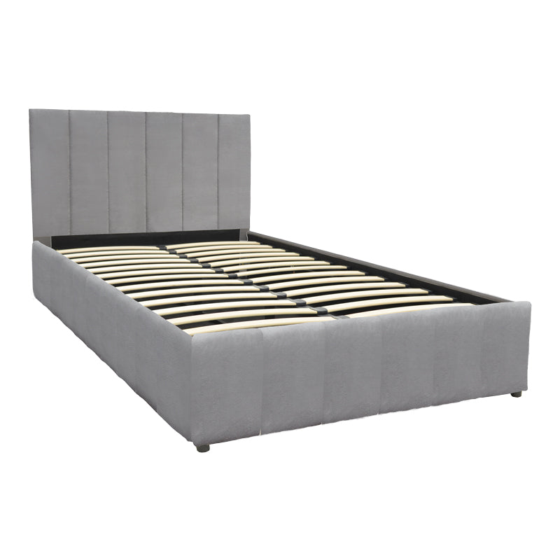 Pat cu spatiu de depozitare Snuggle, Catifea, Antracit, 120x200 cm - Gri