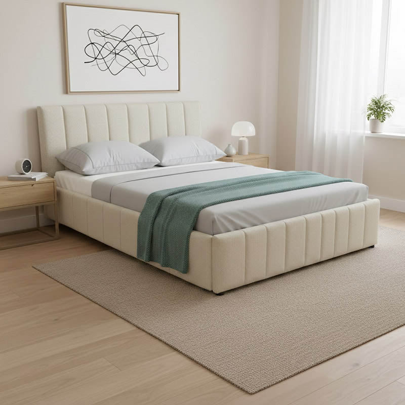 Pat cu spatiu de depozitare Snuggle, Gri, 160x200 cm - Bej