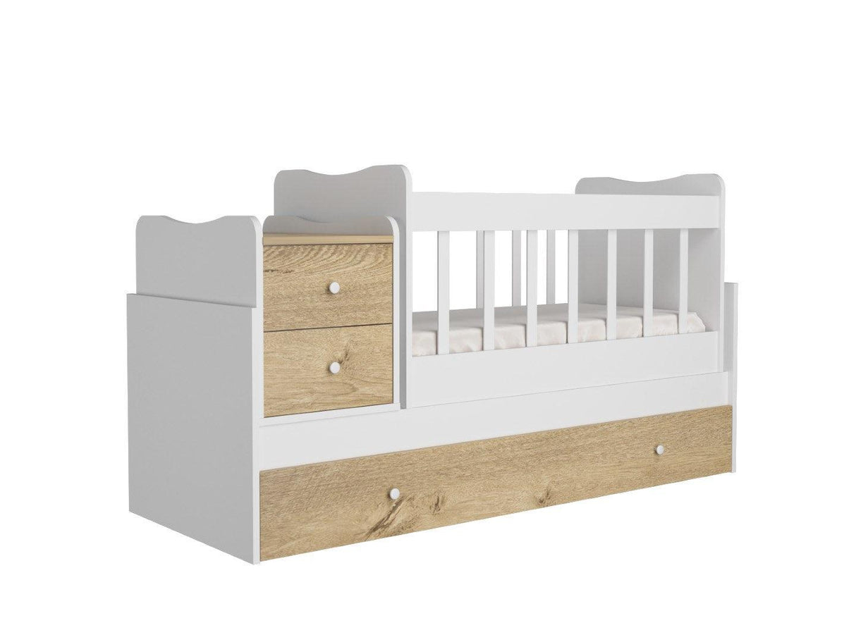 Pat de bebeluș Sansa - Oak, Stejar, 95x67x175 cm