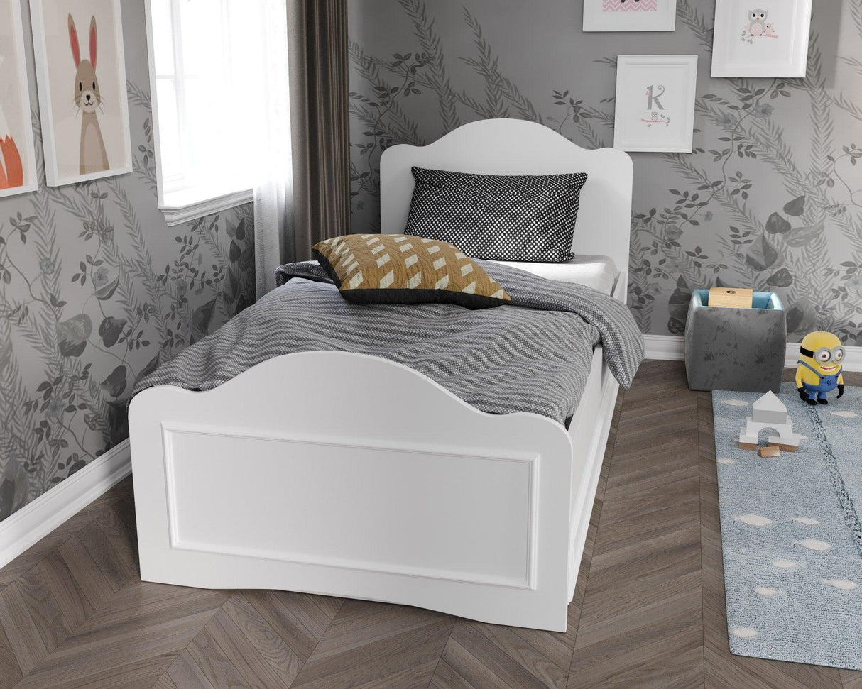 Pat de o persoană Kuvars Country, Alb, 95x98x195 cm