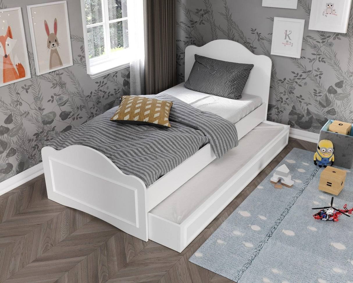 Pat de o persoană Kuvars Country, Alb, 95x98x195 cm