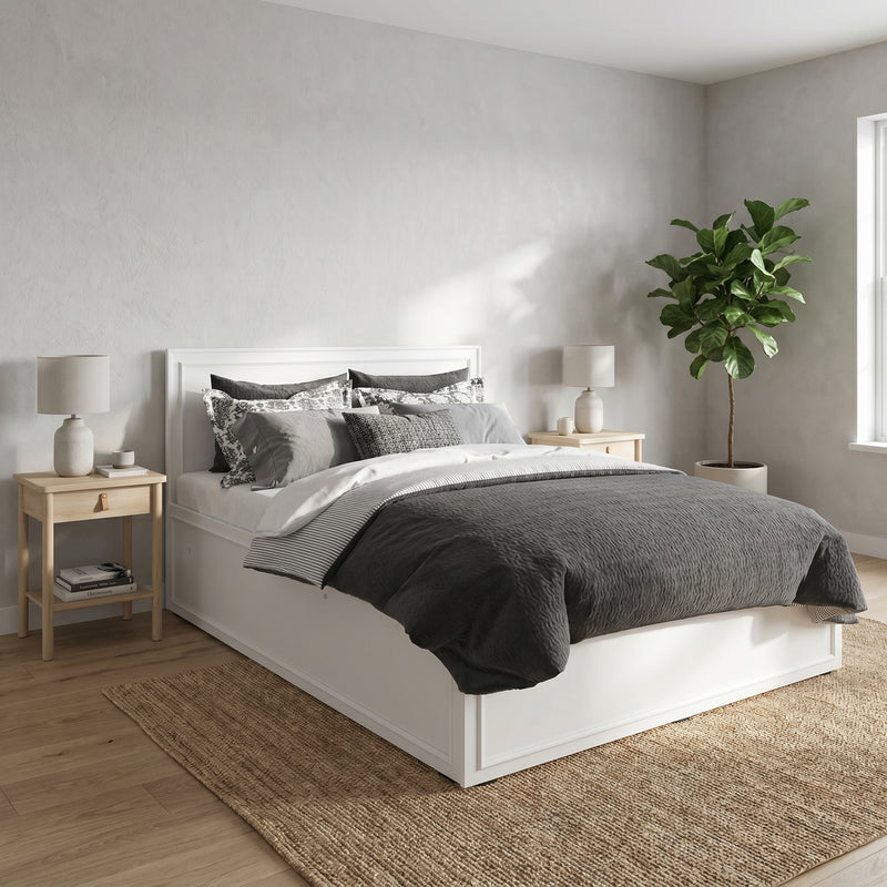 Pat dublu Adore Country cu loc de depozitare, Alb, 165x110x205 cm, imagine suplimentara
