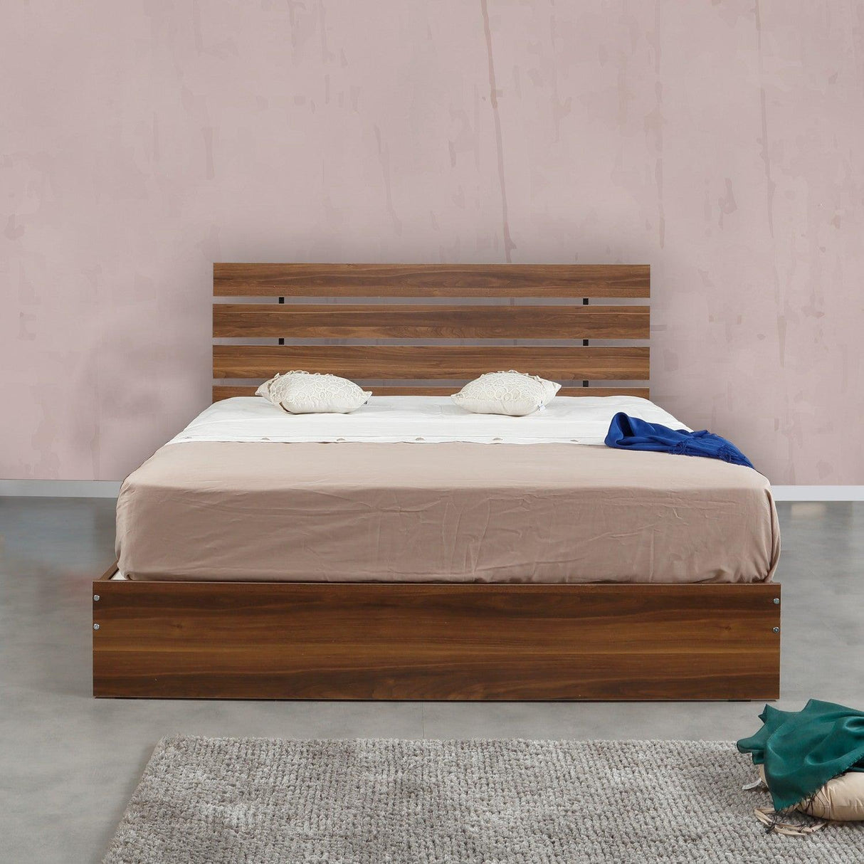 Pat dublu Fuga 140, Nuc, 145x100x205 cm