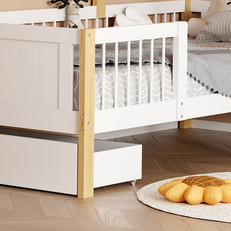 Pat pentru copii cu functie Montessori Bedria, Stil Montessori, Lemn, alb-Natural, 190x90 cm