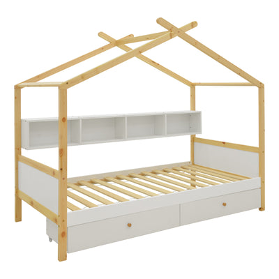 Pat pentru copii Discovery Montessori, Stofa, Alb, 90x190 cm, imagine ambient