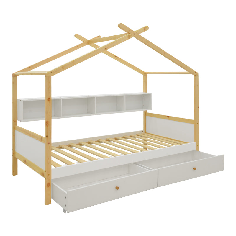 Pat pentru copii Discovery Montessori, Stofa, Alb, 90x190 cm, detaliu produs