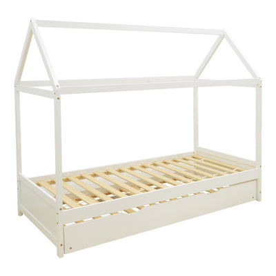 Pat pentru copii DreamHouse Montessori, Alb, 90x190 cm, imagine ambient