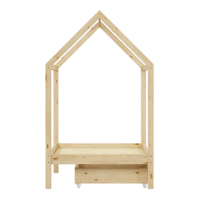 Pat copii Mellin, 2 sertare, Lemn de pin, 90x190 cm - Natural