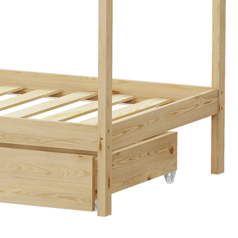 Pat copii Mellin, 2 sertare, Lemn de pin, 90x190 cm - Natural