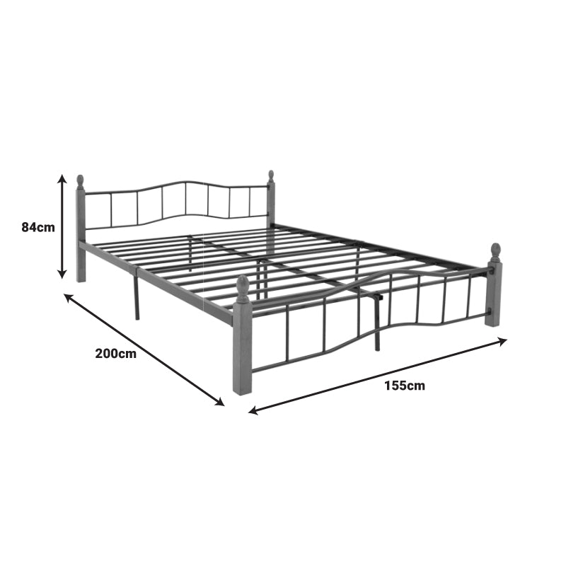 Pat queen size Faryn nuc lemn-negru metal, 150x190 cm