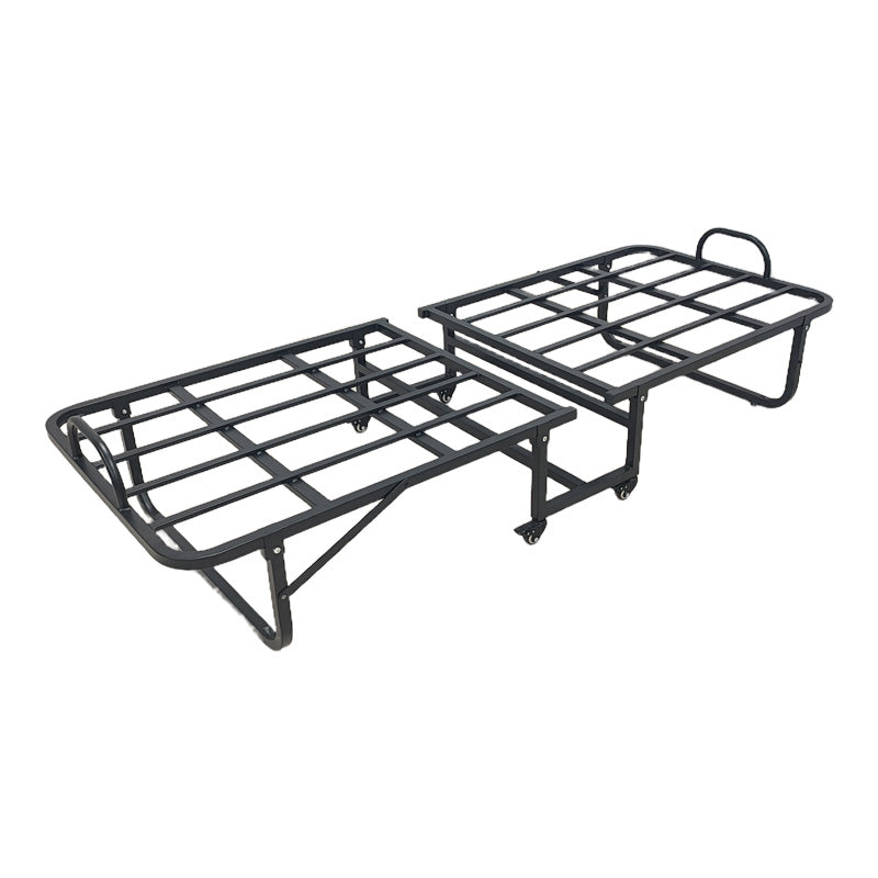 Pat supraetajat cu saltea de 10cm Kamu, Negru, metal, 75x190 cm