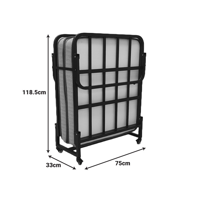 Pat supraetajat cu saltea de 10cm Kamu, Negru, metal, 75x190 cm