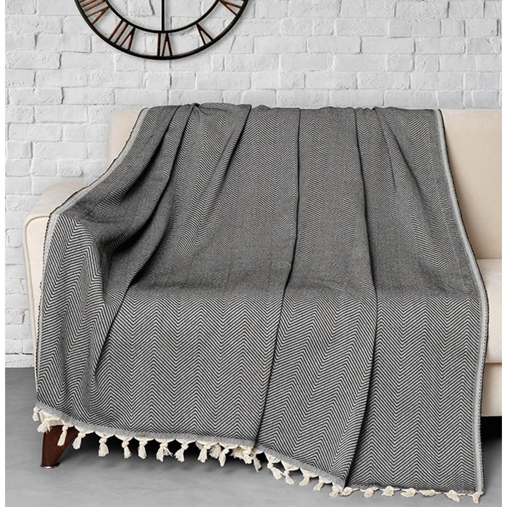 Patura Chenille, 170x230 cm - Alb-Negru