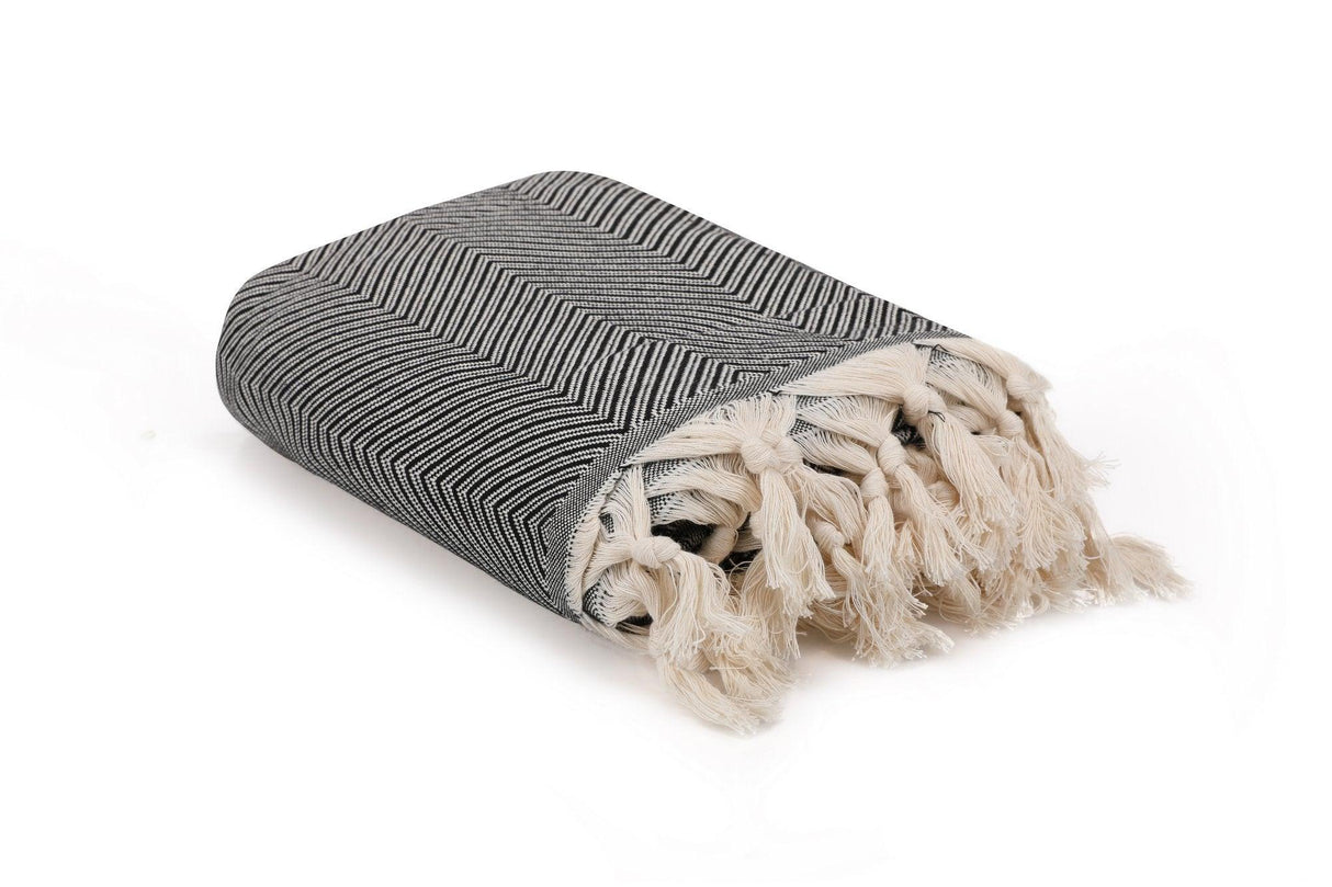 Patura Chenille, Alb Negru, 170 x 230 cm