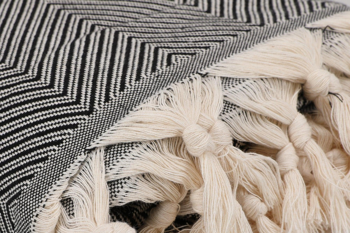 Patura Chenille, Alb Negru, 170 x 230 cm