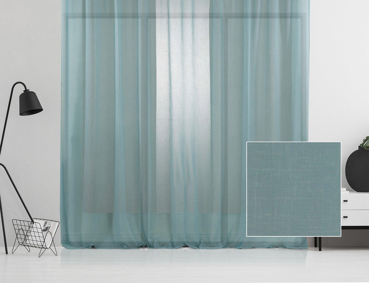 Perdea transparentă Classic 3, Turcoaz, 140x200 cm
