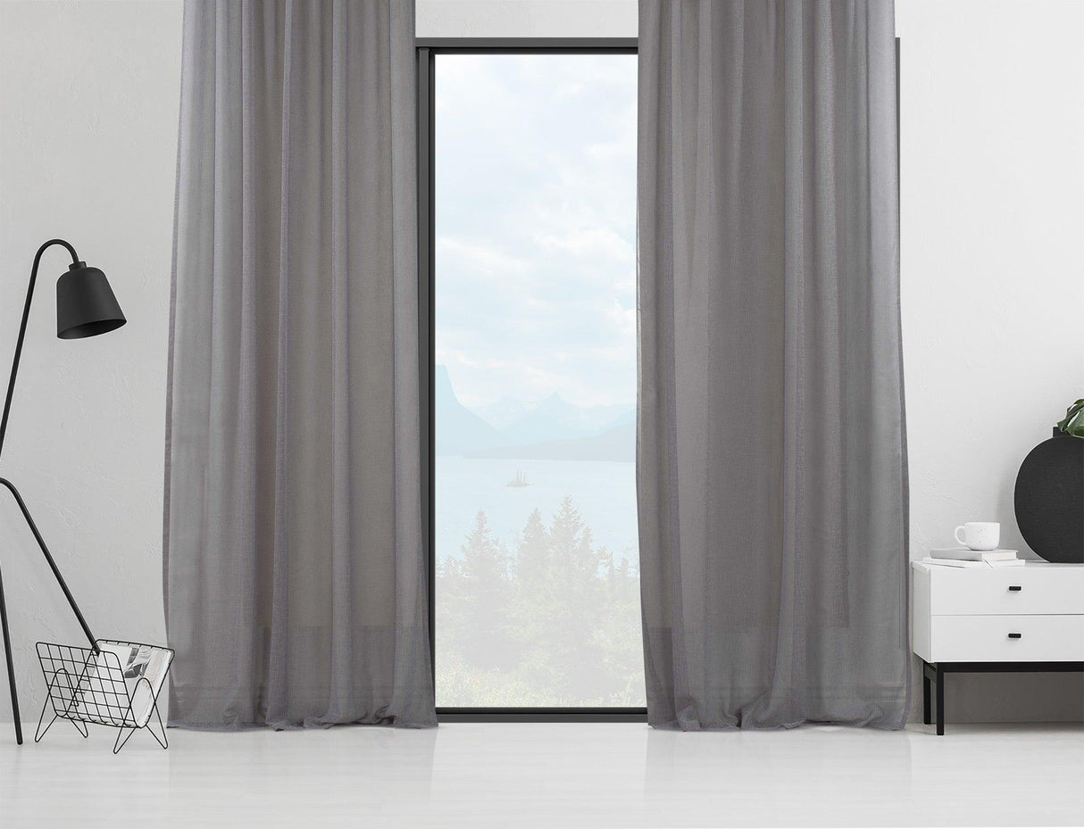 Perdea transparentă Honey 5, Gri, 140x245 cm