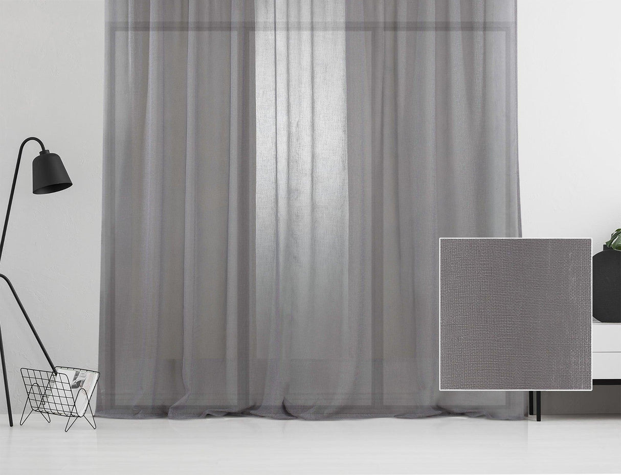 Perdea transparentă Honey 5, Gri, 140x245 cm