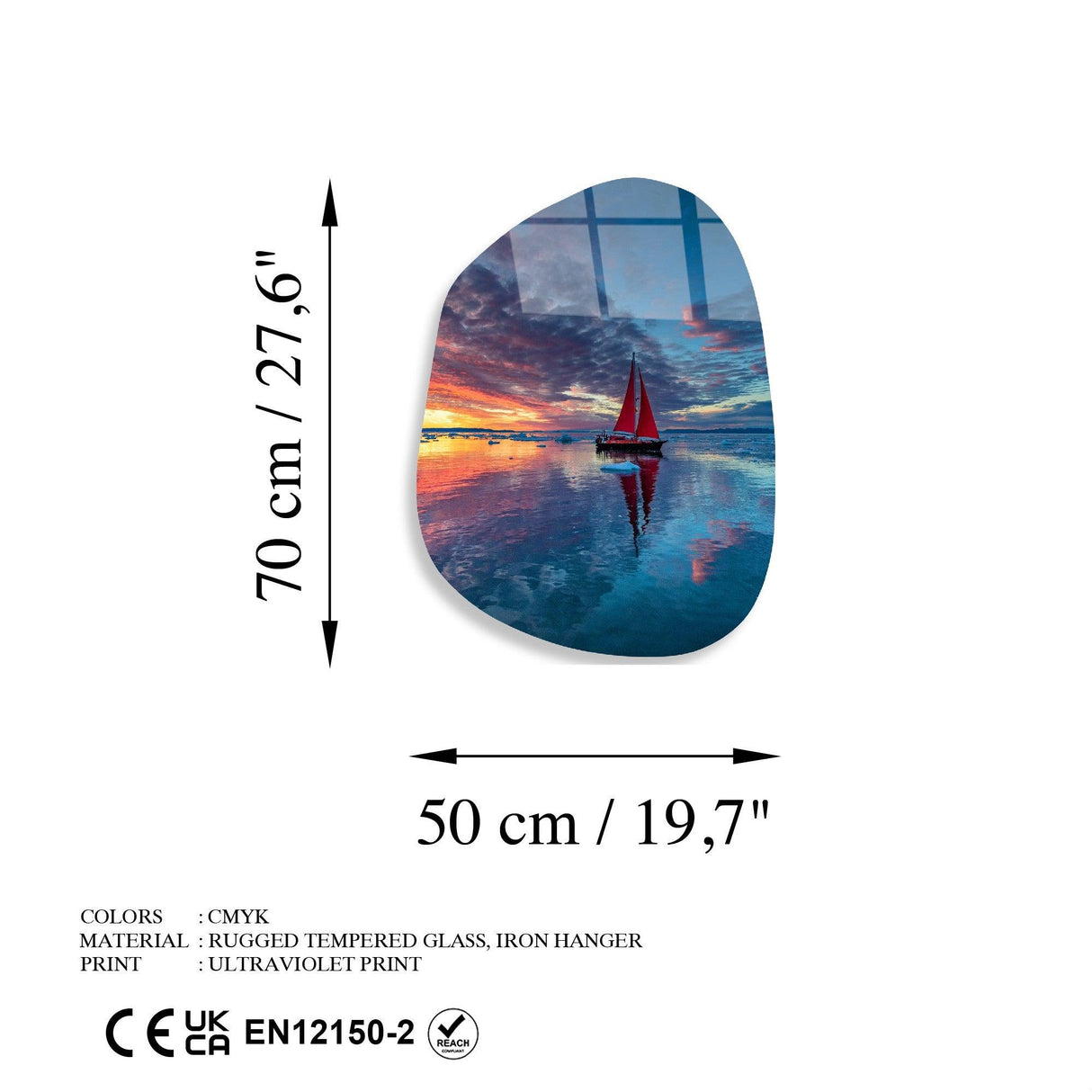 Pictură decorativă din sticlă temperată UV-1085, Multicolor, 50x70 cm