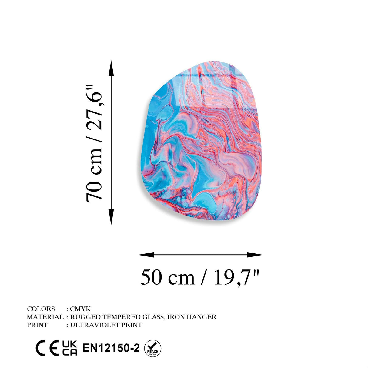 Pictură decorativă din sticlă temperată UV-1096, Multicolor, 50x70 cm