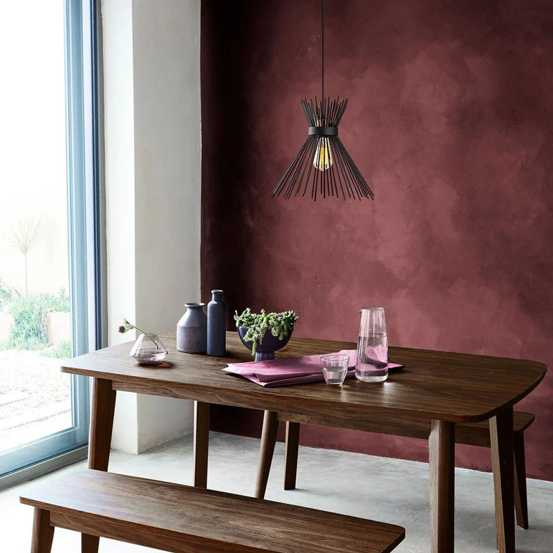 Plafoniera cu design tip lumânare, metal, negru, D25x30 cm, imagine suplimentara