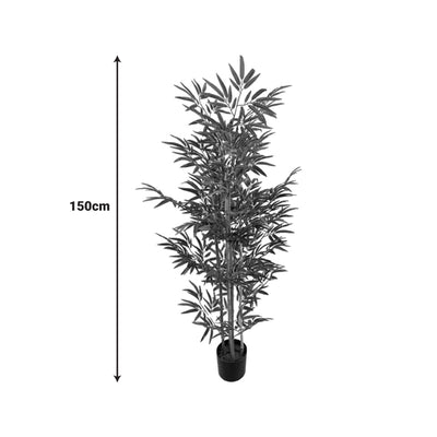 Planta decorativa Bamboo cu ghiveci, verde, H150 cm, imagine suplimentara