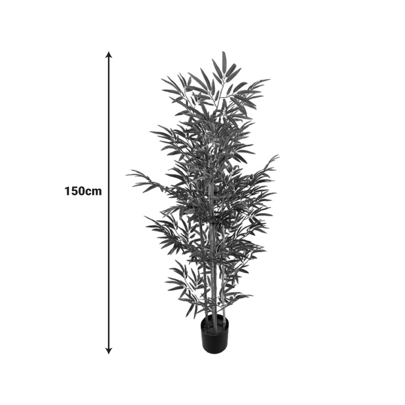 Planta decorativa Bamboo cu ghiveci, verde, H150 cm, imagine suplimentara