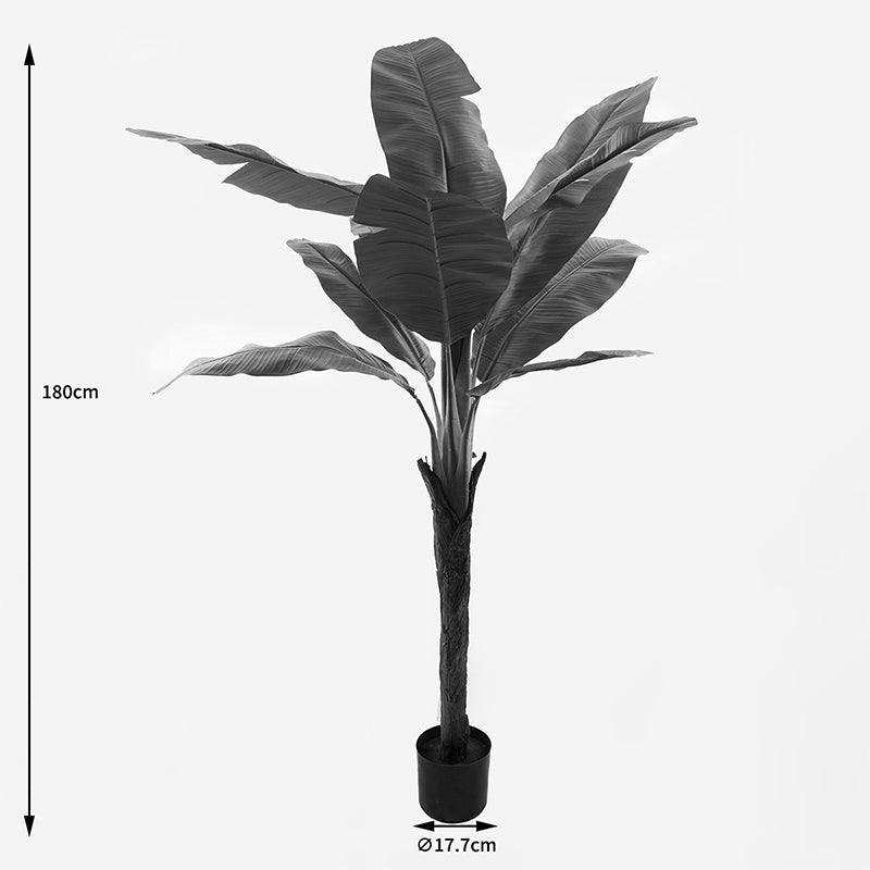 Plantă decorativă cu ghiveci Musa, Plastic, Negru, 105x180 cm