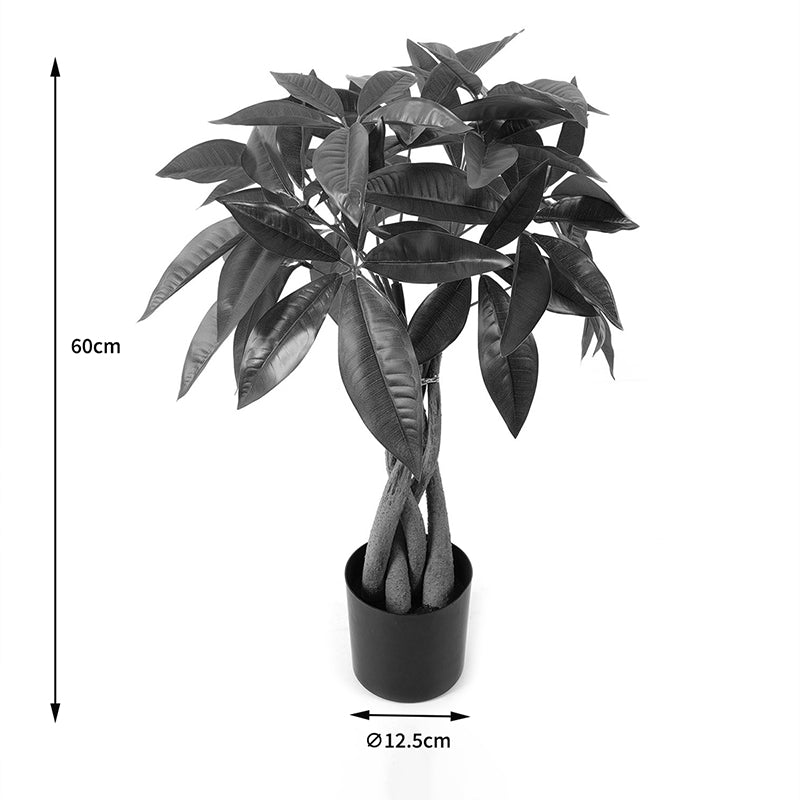 Plantă decorativă cu ghiveci Pachira, Plastic, Verde, 40x60 cm