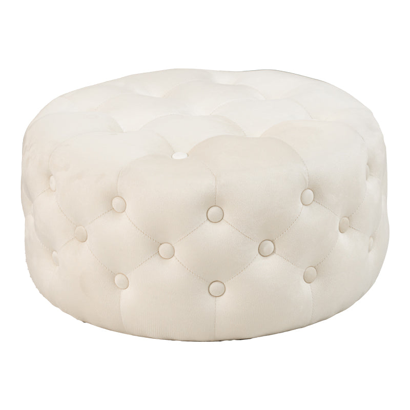 Puf taburet Ferdia catifea, crem, 59x59x28 cm