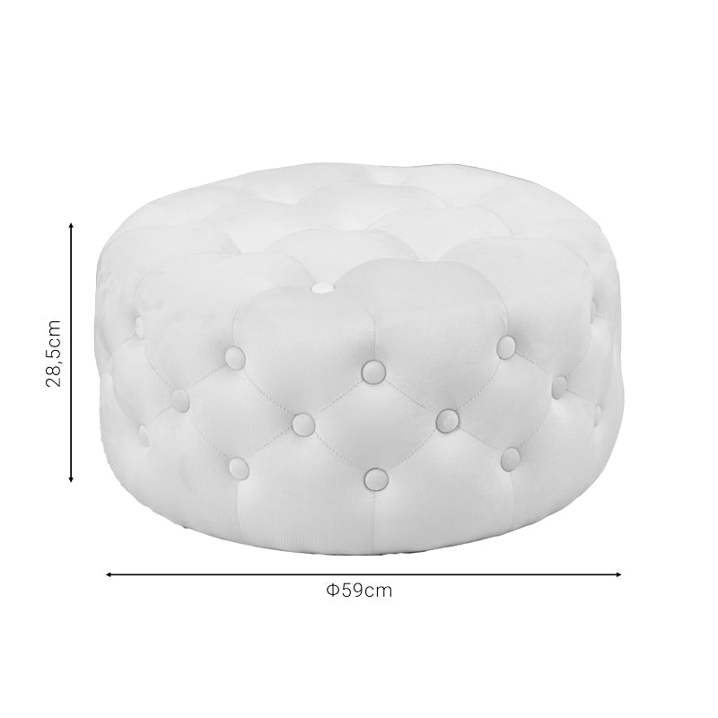 Puf taburet Ferdia catifea, crem, 59x59x28 cm, detaliu produs