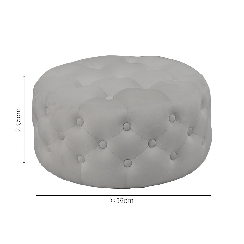 Puf taburet Ferdia catifea, gri, 59x59x28 cm