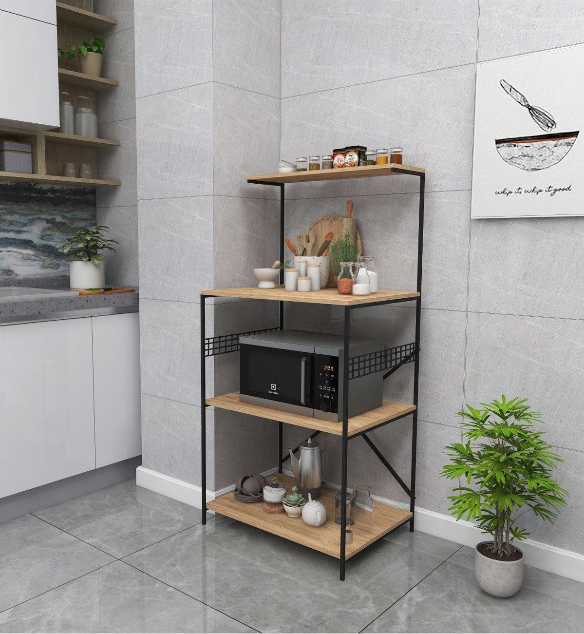 Raft de Bucatarie Anemon - Black, Crem - Negru, 60 x 124 x 45 cm